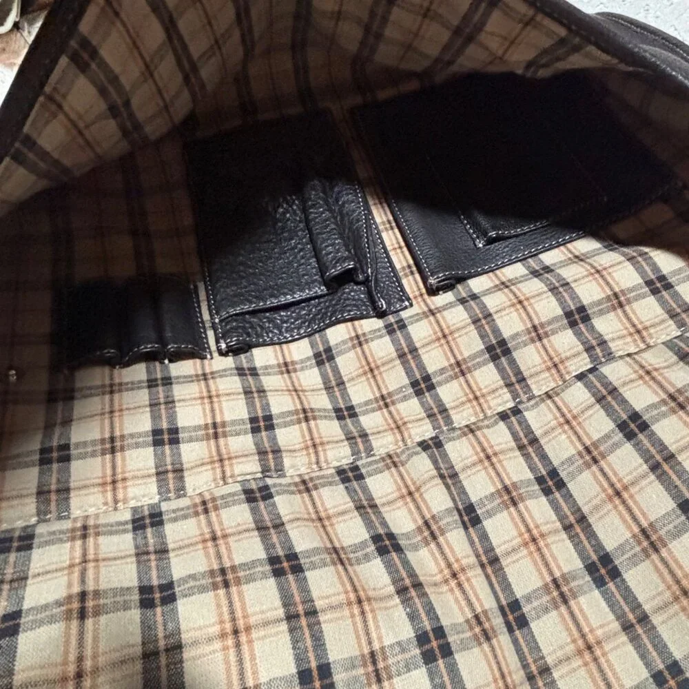 Levenger Fine Leather Briefcase Brown Pebbled Leather Solid Laptop Bag Messenger